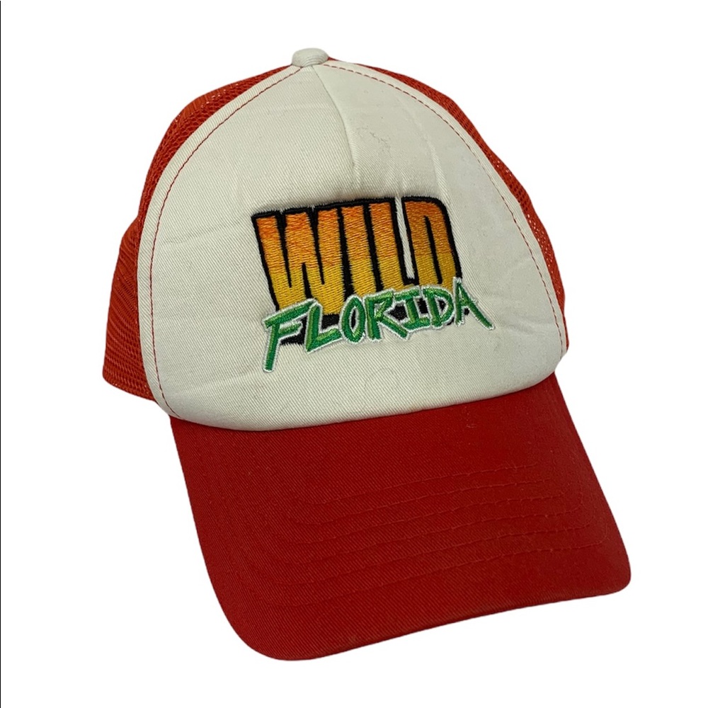 Vintage Wild Florida Party Snapback Foam Mesh Trucker Red White Retro Hat Cap